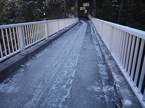 数馬峡橋-薄い雪が凍結