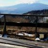 山荘前からの今朝の富士山。今朝は-5℃。日中は+13℃くらいあります。