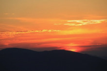 一昨日の平ガ岳に沈む夕陽