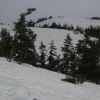 滝沢登山道は水場から上は雪上。小屋が見えてきたあたり