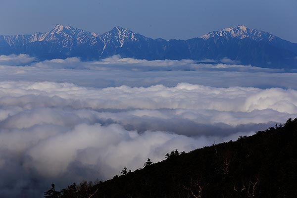 雲海と南アルプス(2020.05.24　北横岳ヒュッテ)