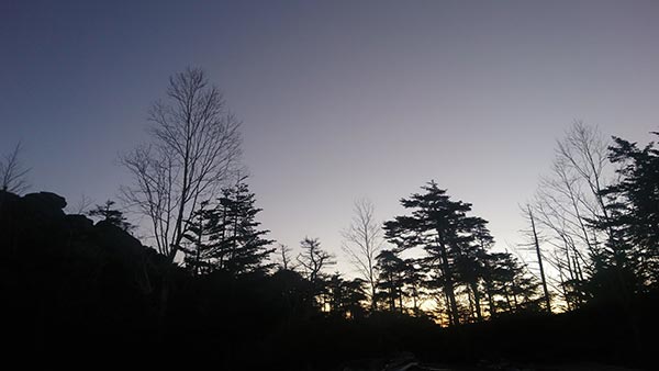 日の出前、小屋のテラスから。(2020.11.24　高見石小屋 )