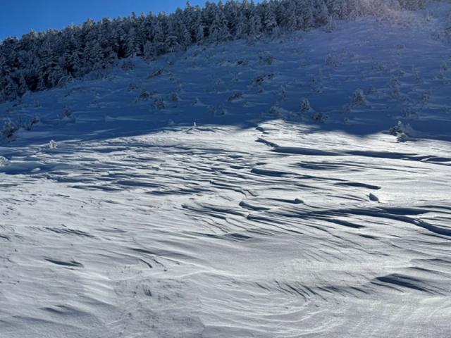 降雪後の根石岳山荘周辺