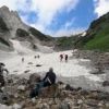 大雪渓のオアシス「砂山」は絶好の休憩ポイント 