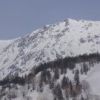 ヘリから見た白馬岳。左側に大雪渓が写っています。