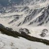 大雪渓を入山時ヘリコプター上から俯瞰