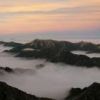 台風一過の夕景　飛騨側と同時期に信州側にも雲海が現れました（南岳山荘より）