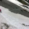 涸沢～ザイテングラード取り付きに残る雪渓　アイゼン推奨