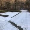 降雪後の裏登山道駐車場　道路はアイスバーンがあります。車でお越しの方はスタッドレスタイヤが必要です。