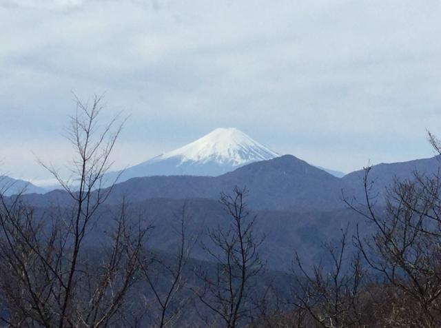 小屋から見える富士山。西側の雪がだいぶ解けたのが確認できます