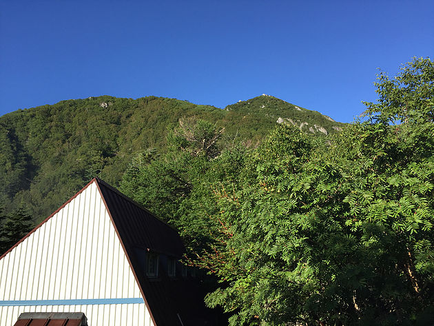 山麓は熱くても、今朝は小屋の周辺とてもひんやりした空気です。朝7時の気温は9度