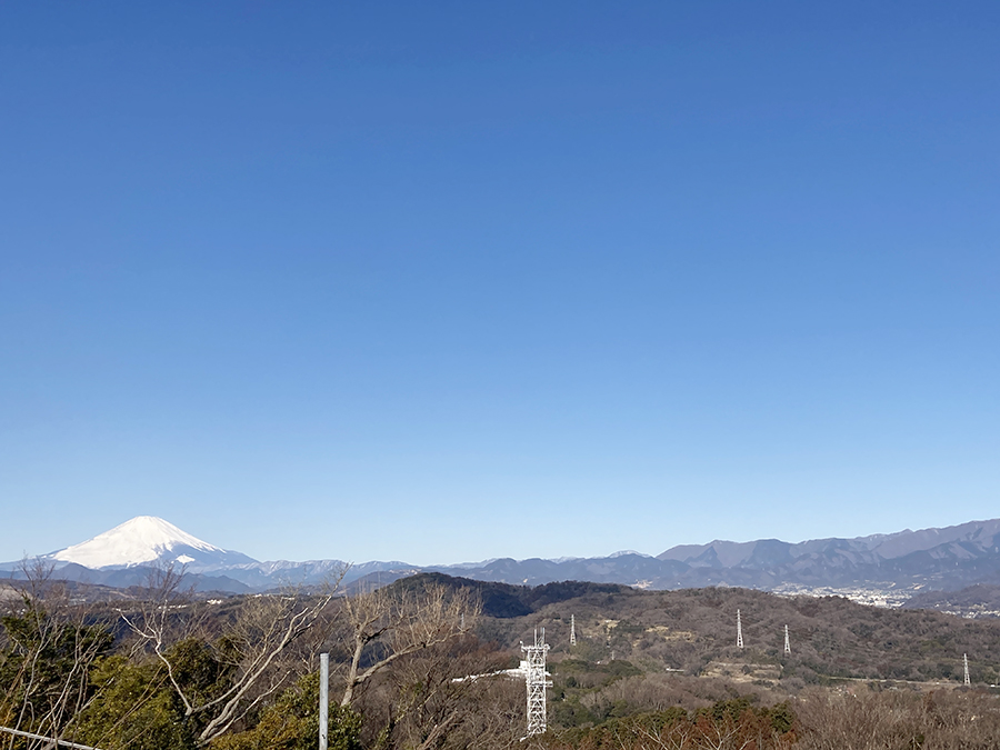北側に目を向けると、丹沢と富士山の大展望が広がる
