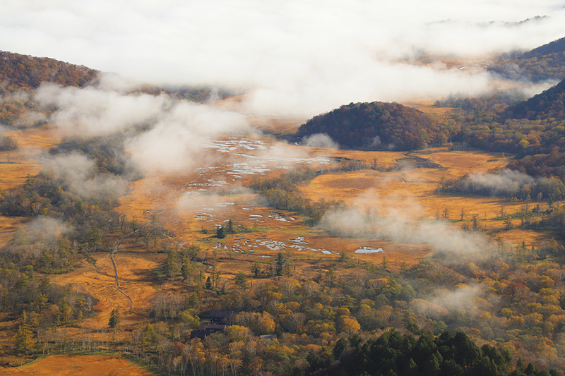 至仏山から見下ろす秋の尾瀬ヶ原（写真＝あずさ / PIXTA）