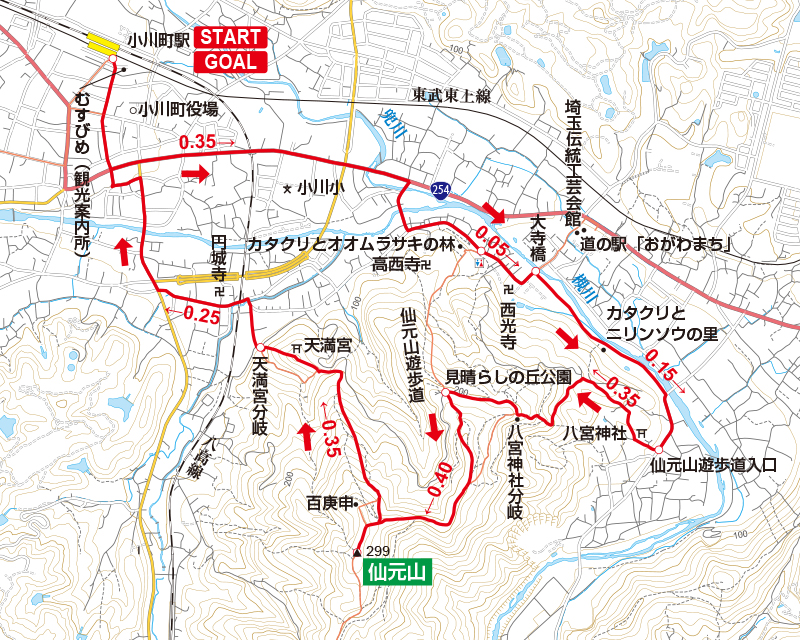 仙元山周辺の地図
